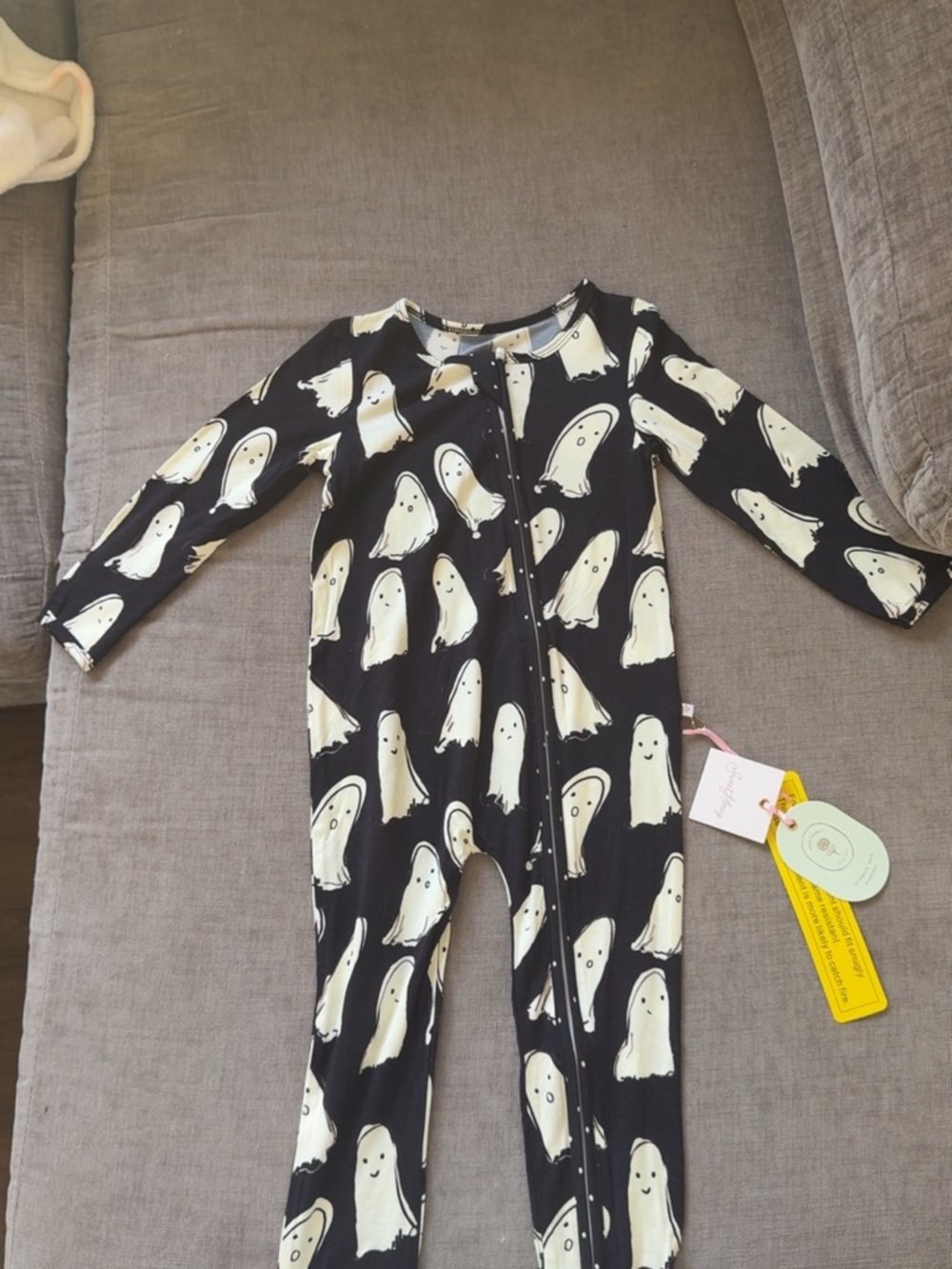 SweetHoney Black Ghost Print Footed One-Piece